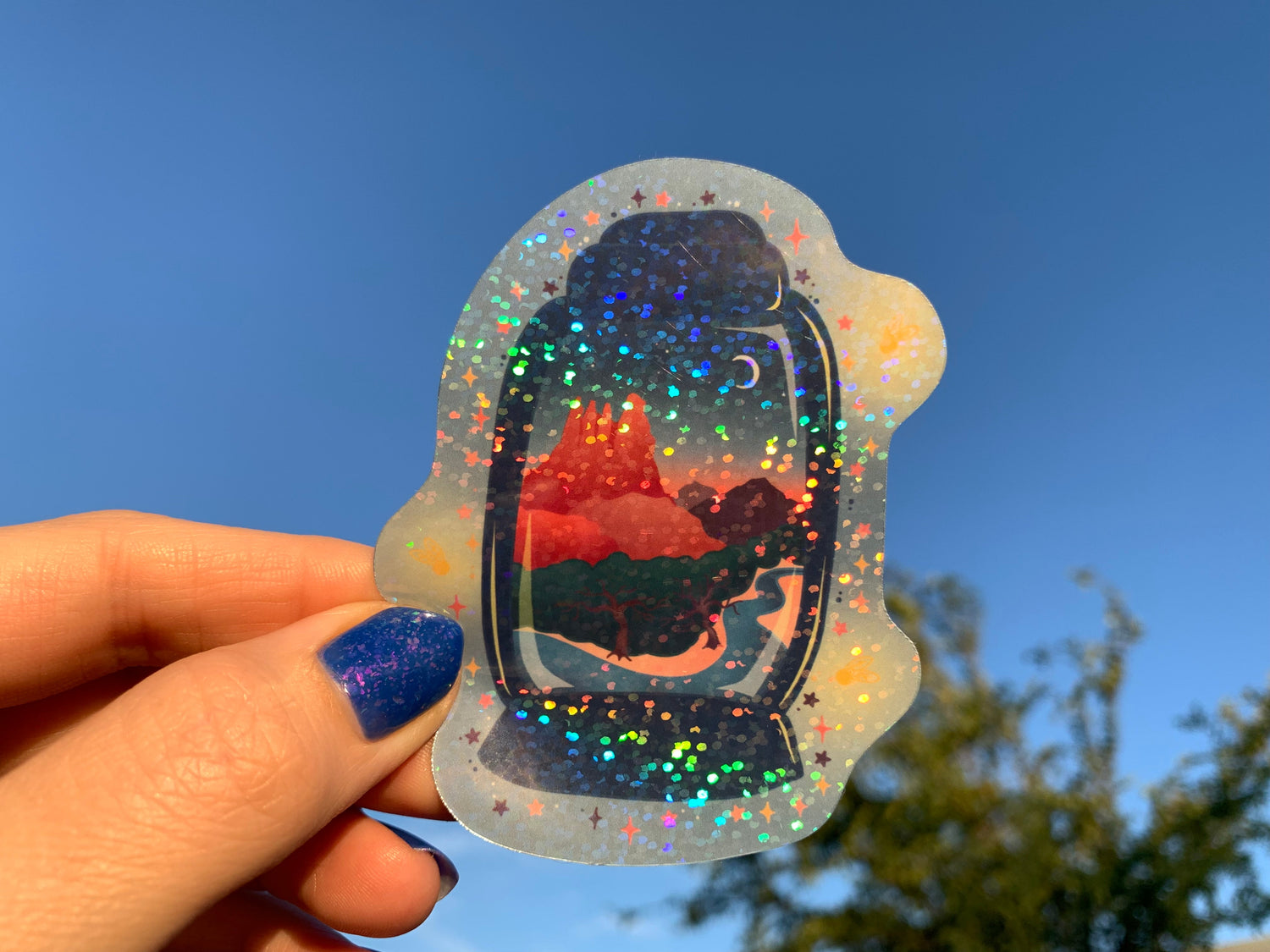 Sedona Sunset Lantern surreal art print waterproof vinyl sticker