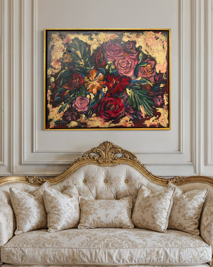Gold Leaf Floral Abstract Painting