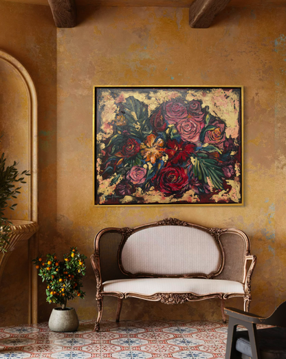 Gold Leaf Floral Abstract Painting