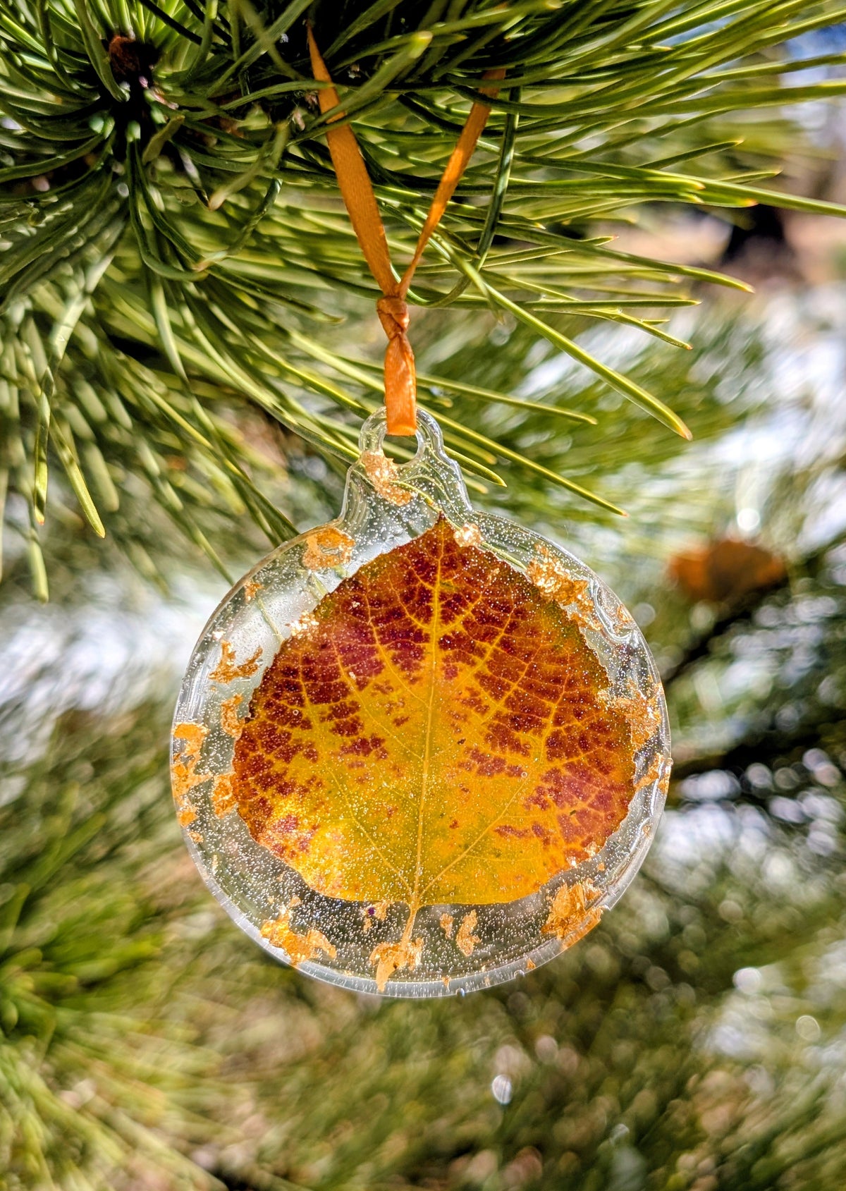 Real Aspen Leaf Ornament