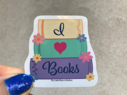I Love Books waterproof vinyl sticker