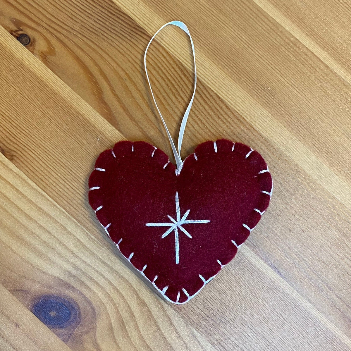 Star felt heart Christmas ornament