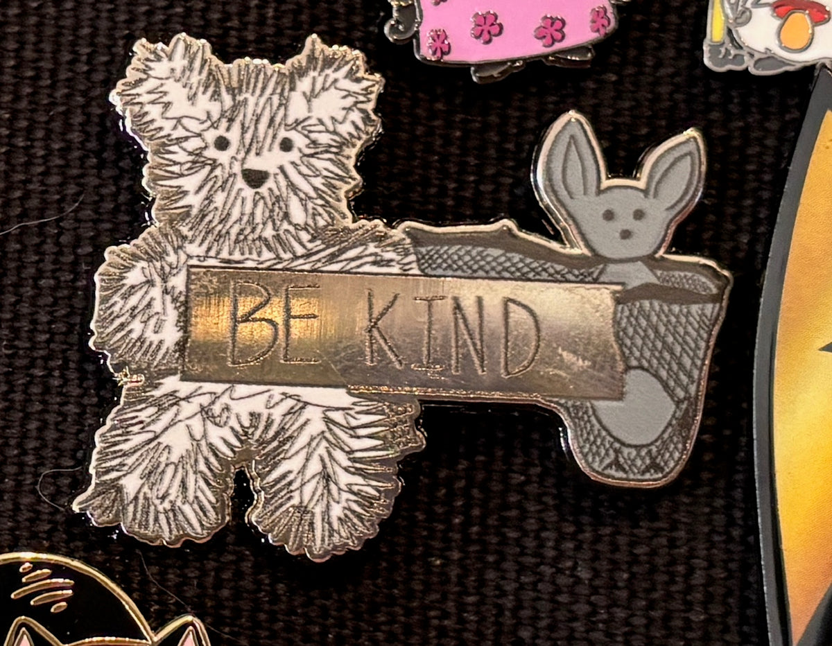 Be Kind bear and bat pin