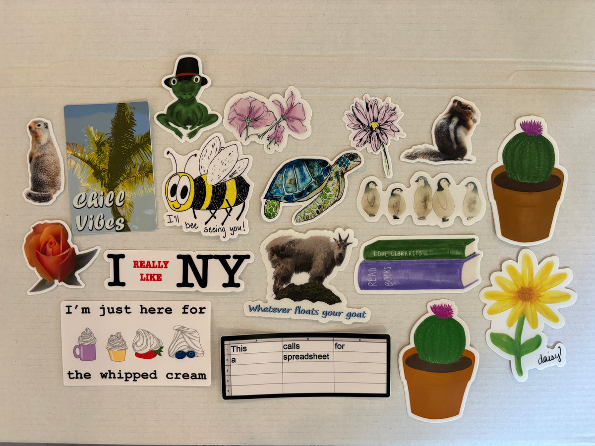 Various Stickers of Nature and Catch Phrases