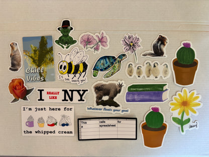Various Stickers of Nature and Catch Phrases