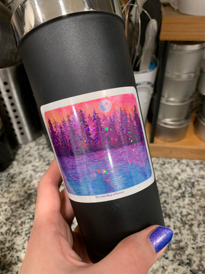 Pink Sunset Dreams waterproof vinyl sticker for water bottle, laptop, and more