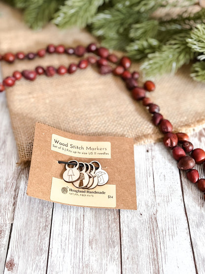 Wooden mushroom stitch markers