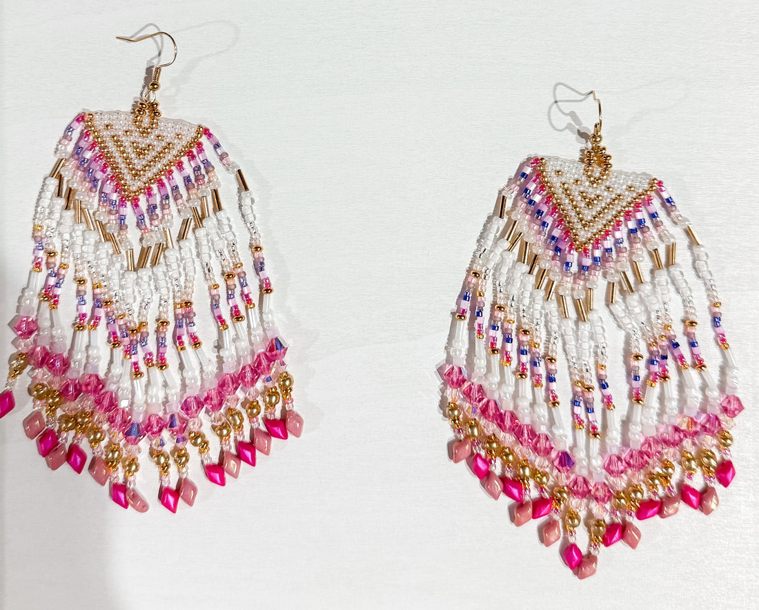 "Barbi-fied" Dazzling earrings - gold &amp; pink