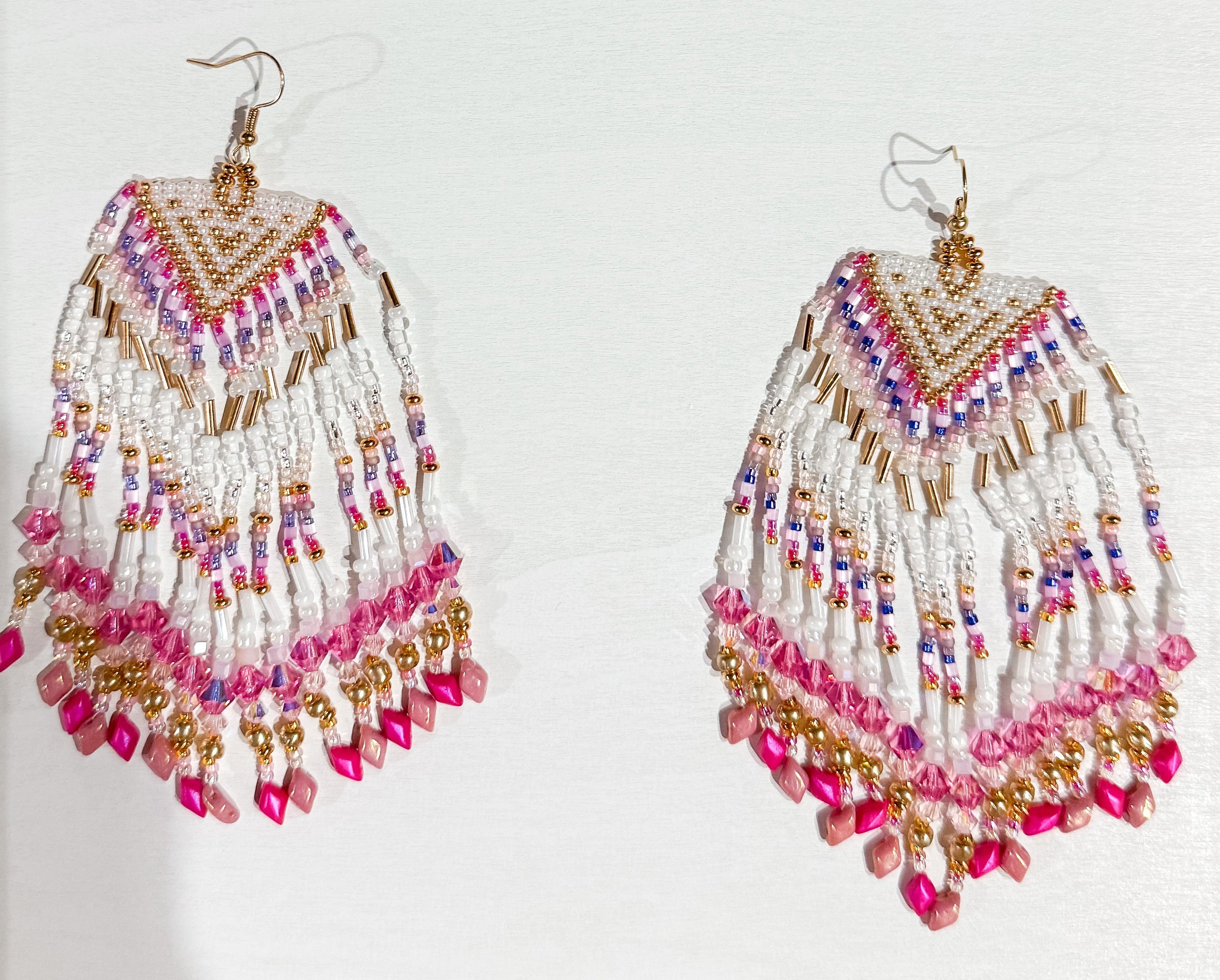 "Barbi-fied" Dazzling earrings - gold &amp; pink