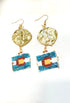 Horizontal Colorado flag with 10kt gold plated Aspen leaves