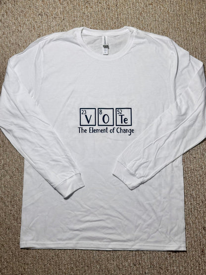 VOTE The Element of Change in Periodic Table form, long-sleeve t-shirt, Unisex L,