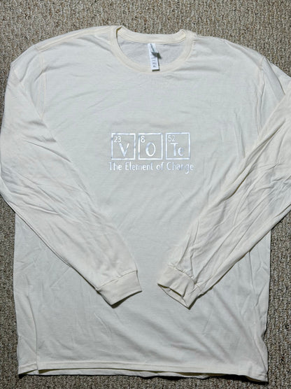 "VOTE" in periodic elements with The Element of Change, Unisex XL long sleeve