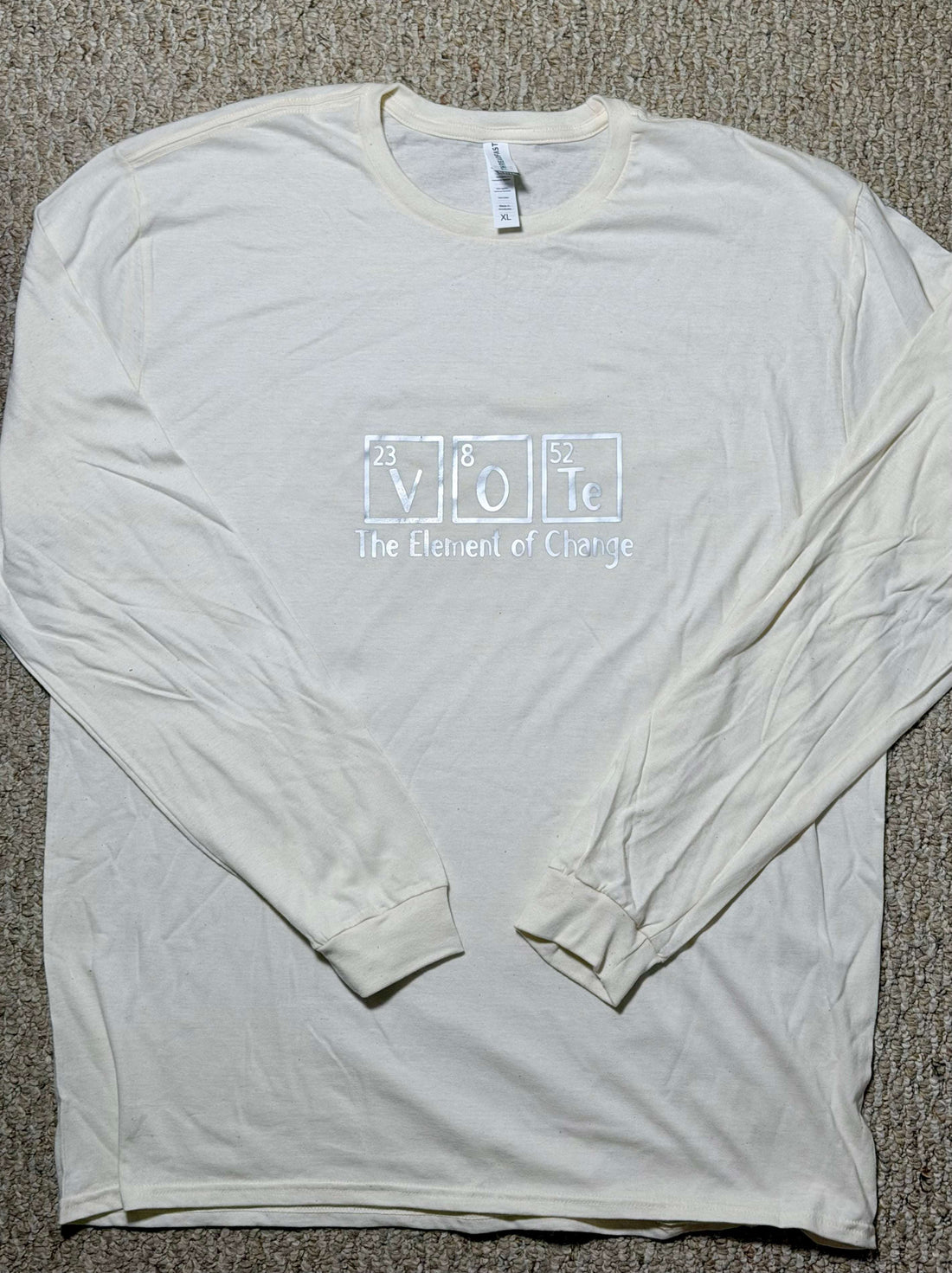 "VOTE" in periodic elements with The Element of Change, Unisex XL long sleeve