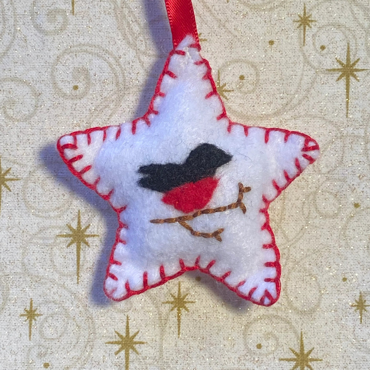 Bullfinch felt Christmas ornament