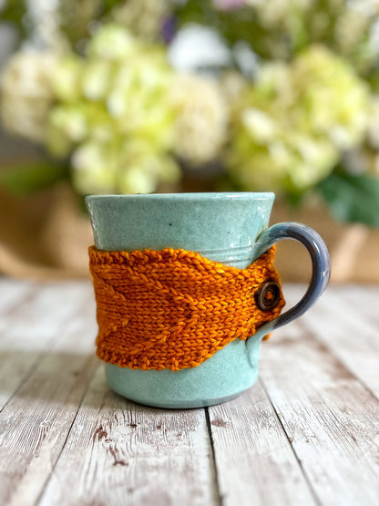 Hand-dyed merino mug cozy