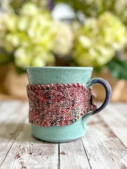 Hand-dyed merino mug cozy