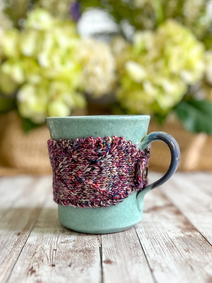 Hand-dyed merino mug cozy