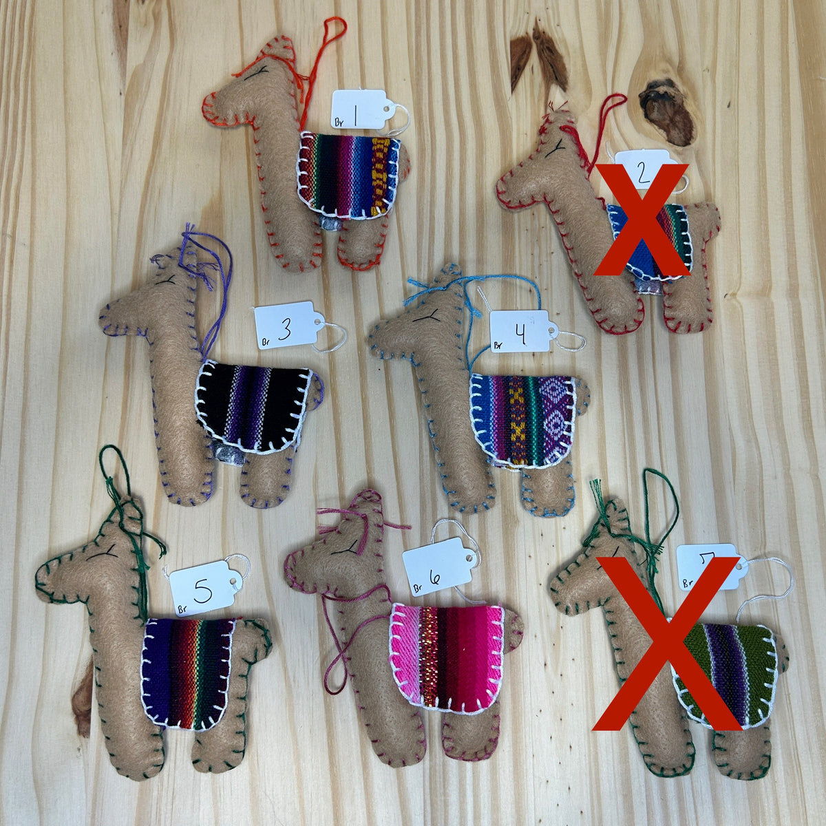 Adorable Felt Llama Ornament - brown with Aguayo blanket