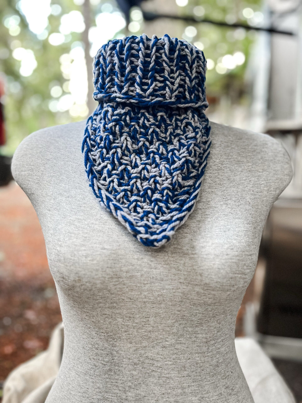 Chunky hand-dyed merino bandana cowl