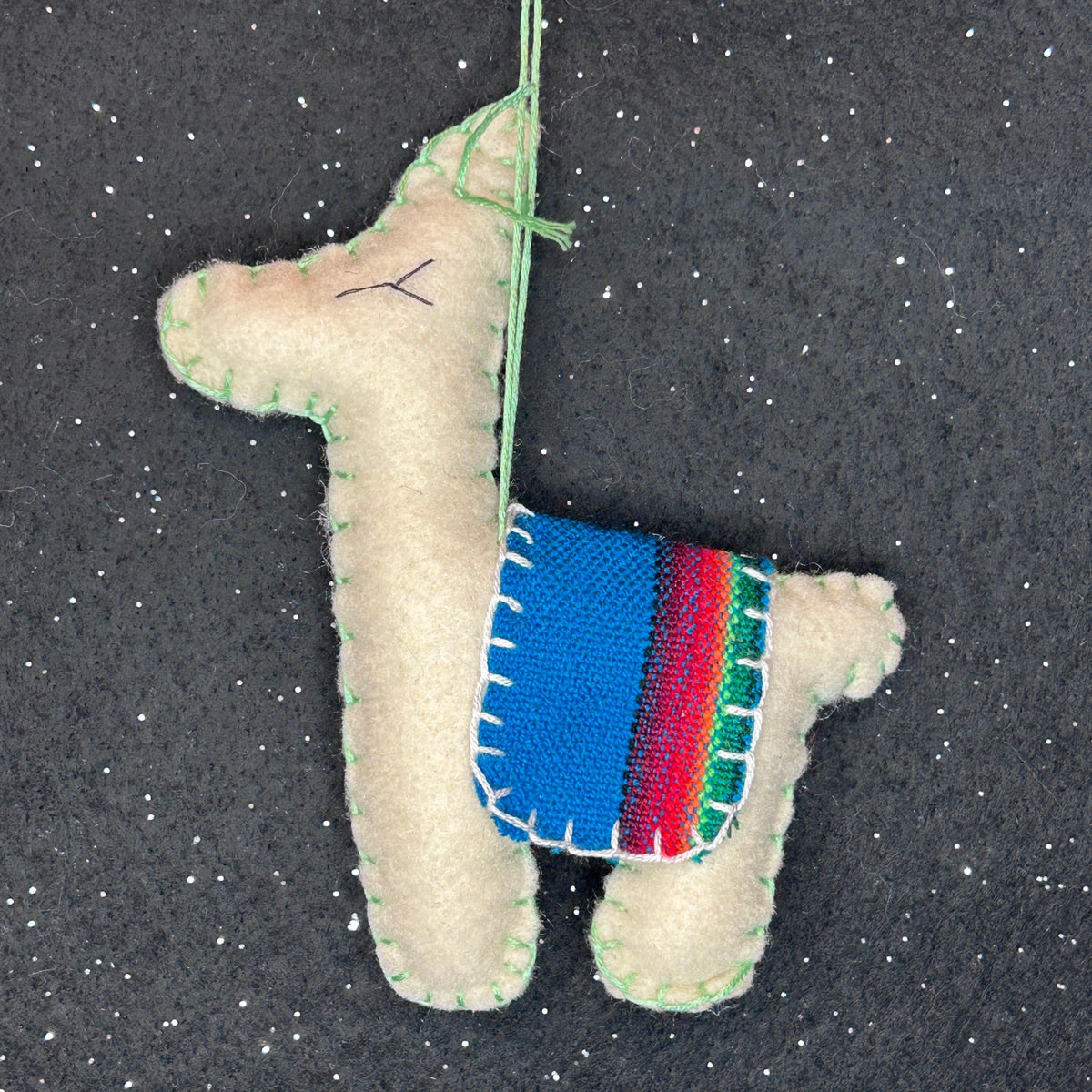 Adorable Felt Llama Ornament - white with Aguayo blanket