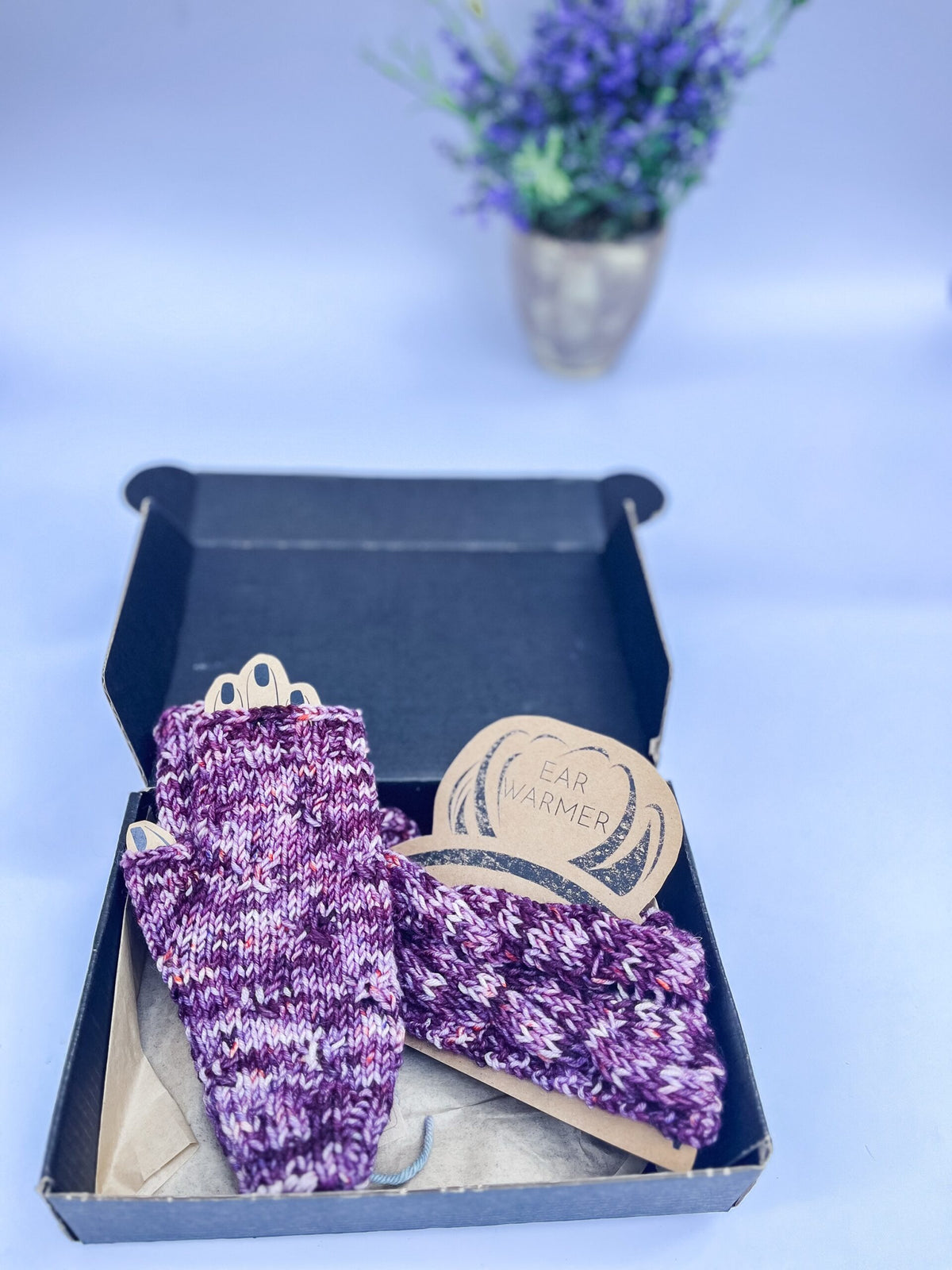 Cozy gift sets: hand-dyed merino fingerless mitts and ear warmer