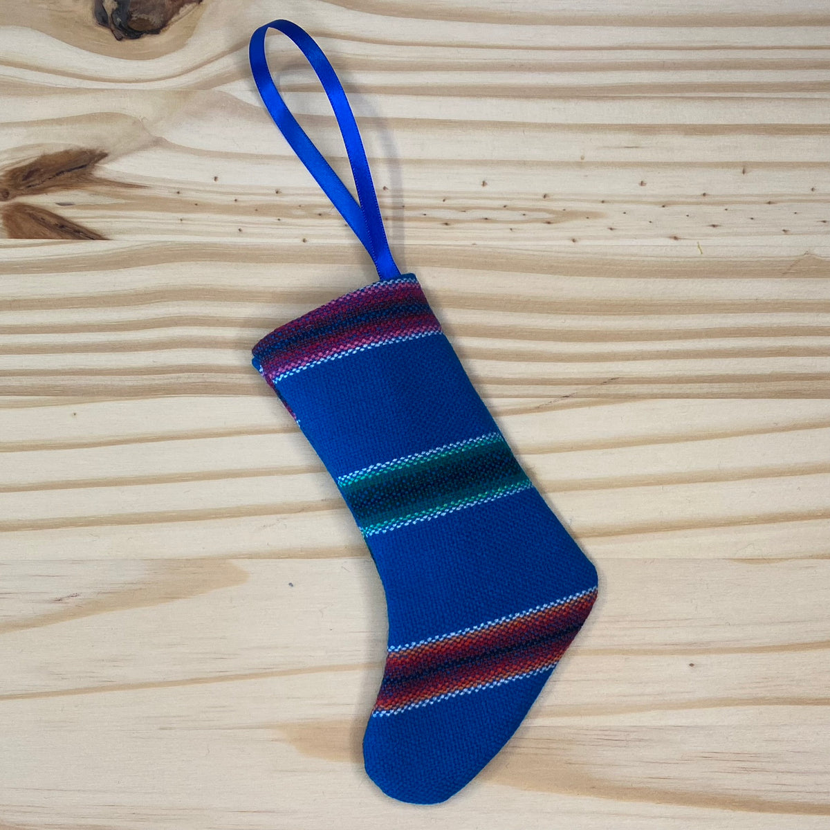 Aguayo mini-stocking ornaments - blue