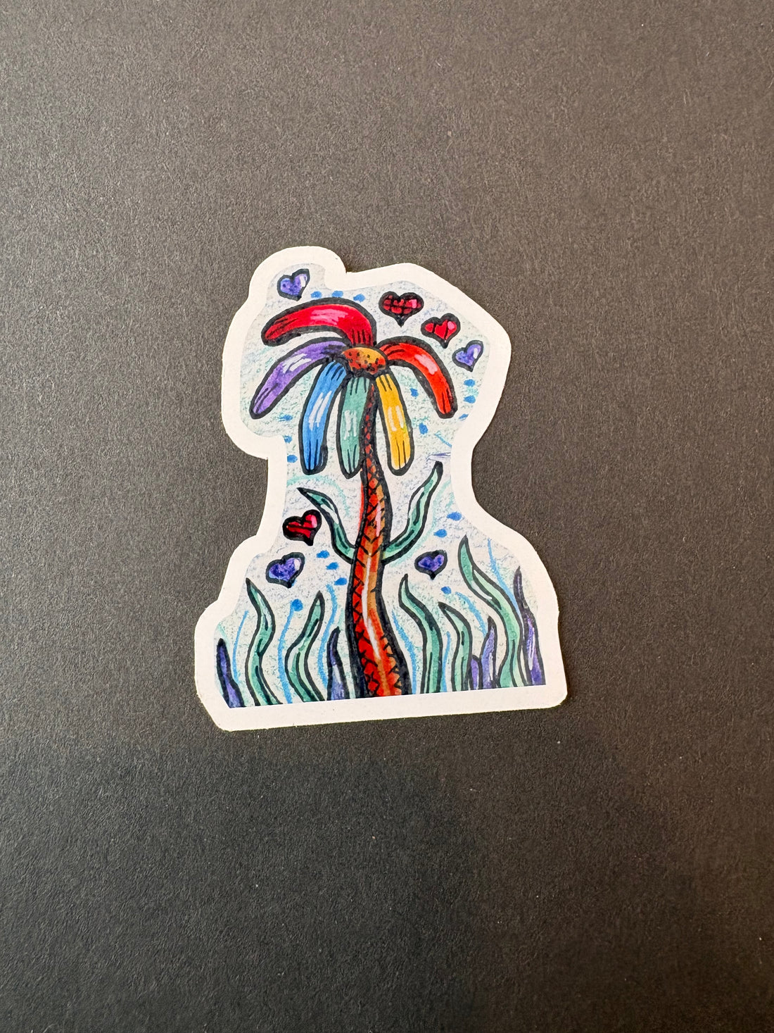 Rainbow Flower Sticker, glossy