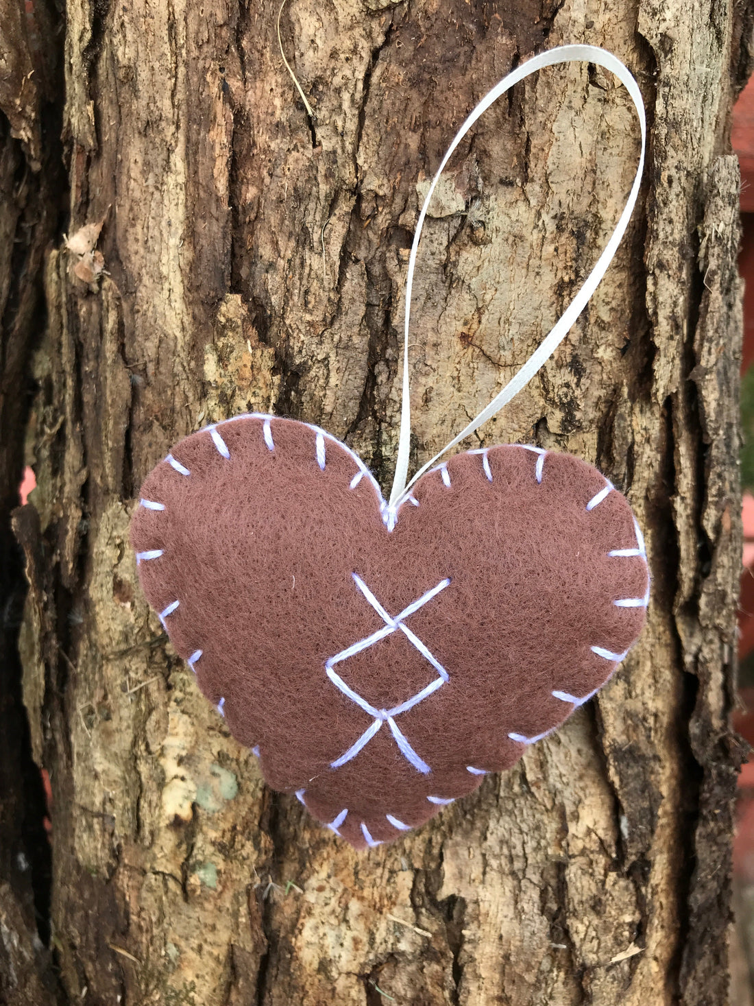 Ingwaz Viking rune felt heart Christmas ornament