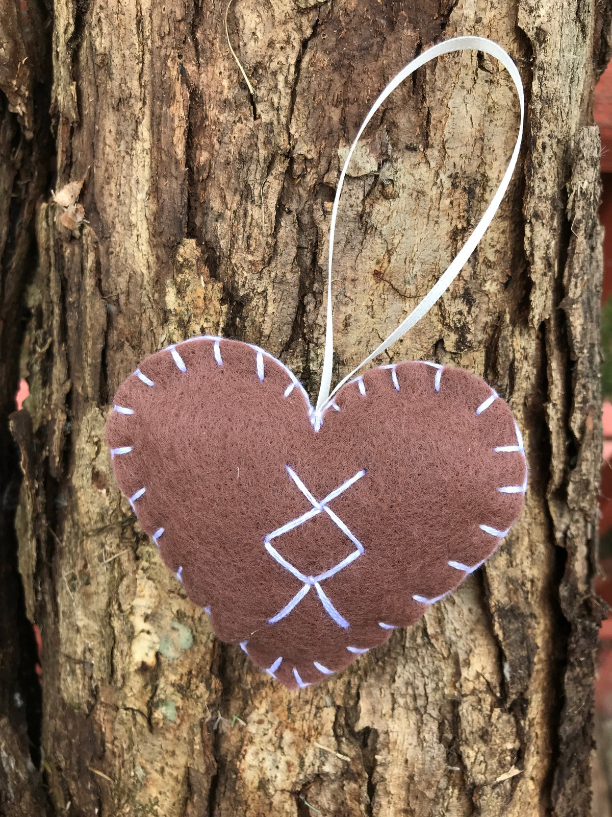Ingwaz Viking rune felt heart Christmas ornament