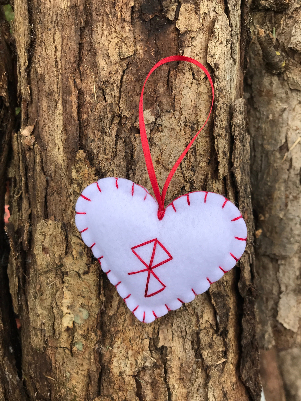 Peace Viking rune felt heart Christmas ornament