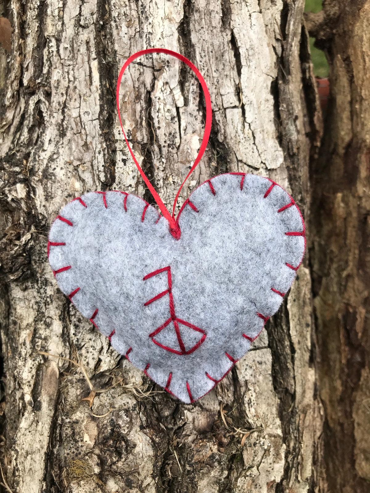 Love Viking rune felt heart Christmas ornament