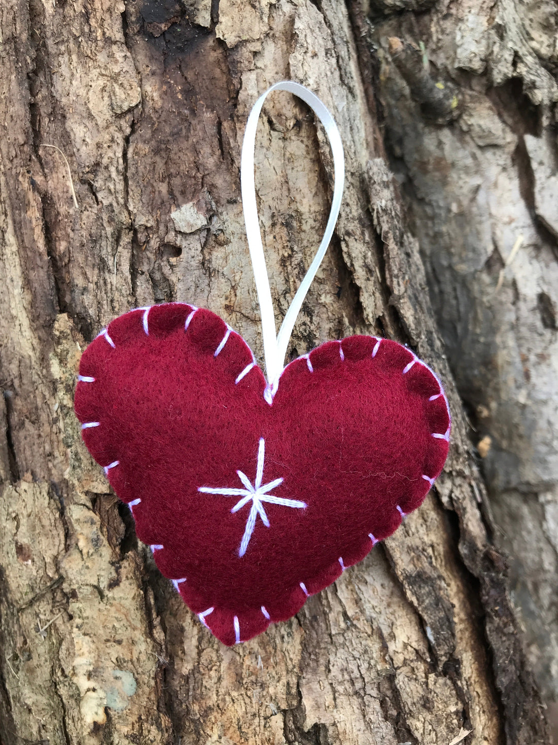 Star felt heart Christmas ornament