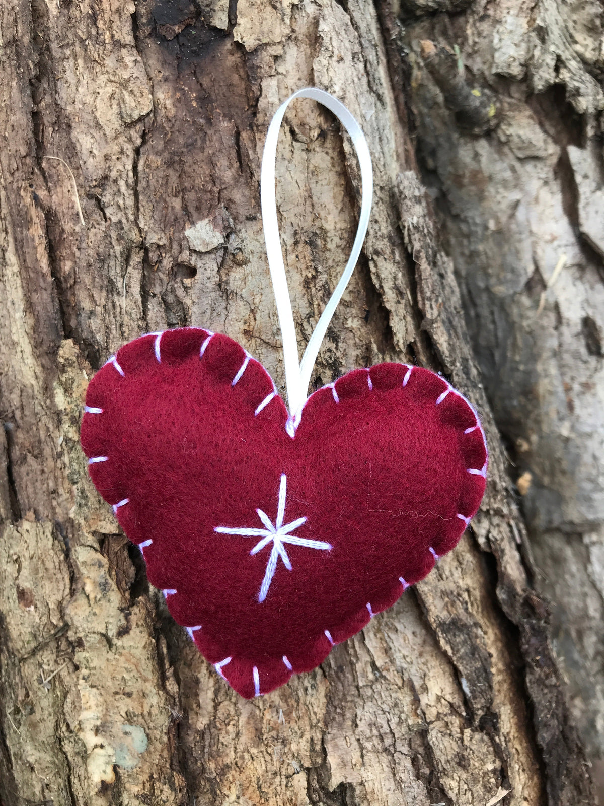 Star felt heart Christmas ornament