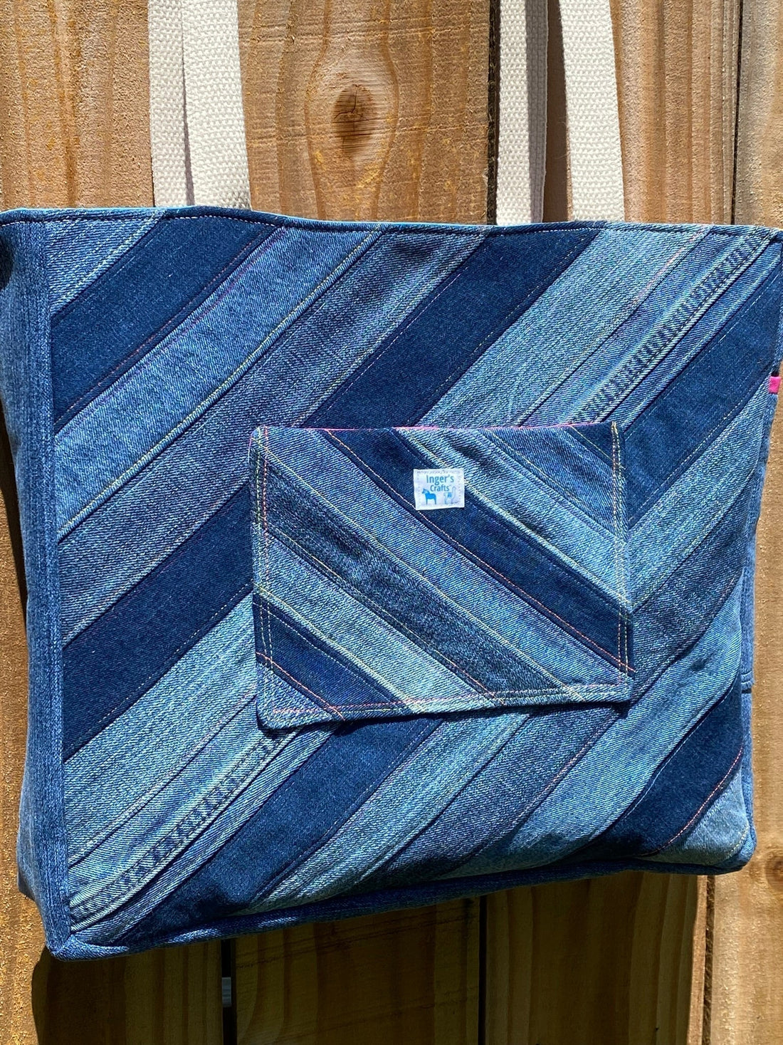 Axolotl Upcycled Denim Tote Bag