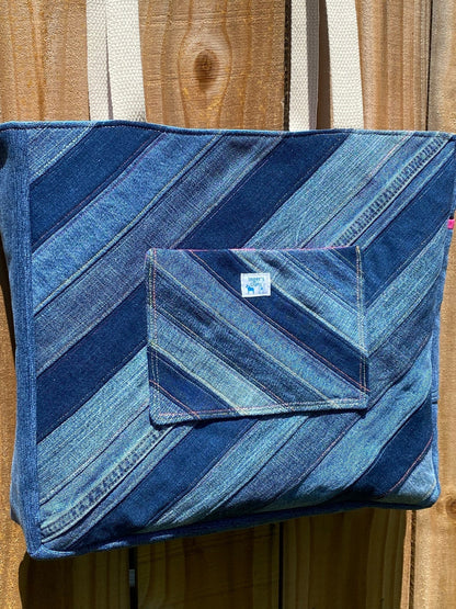 Axolotl Upcycled Denim Tote Bag