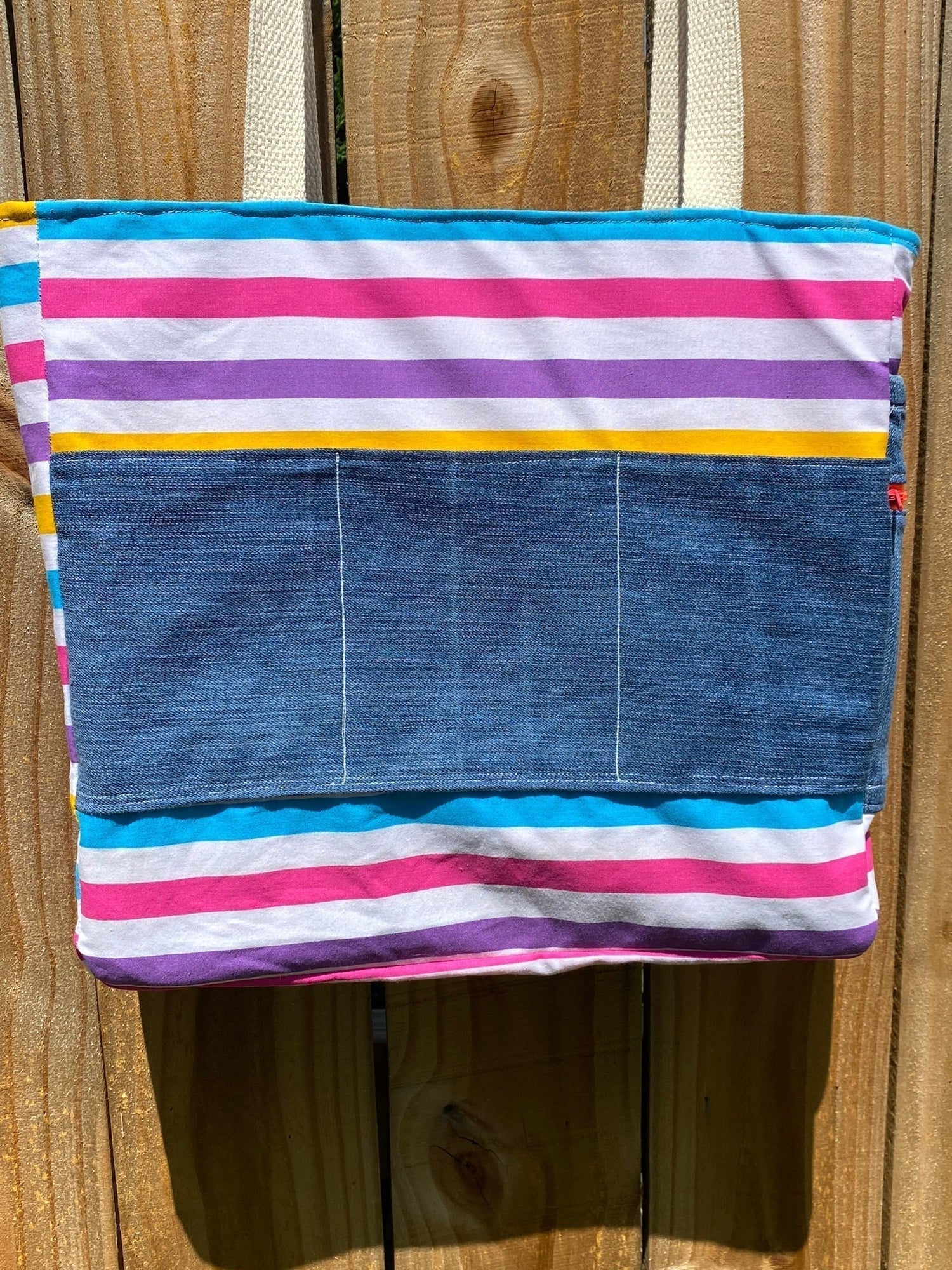 Axolotl Upcycled Denim Tote Bag