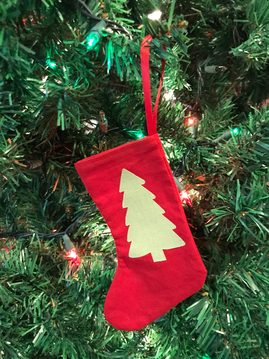 Christmas tree mini-stocking ornaments