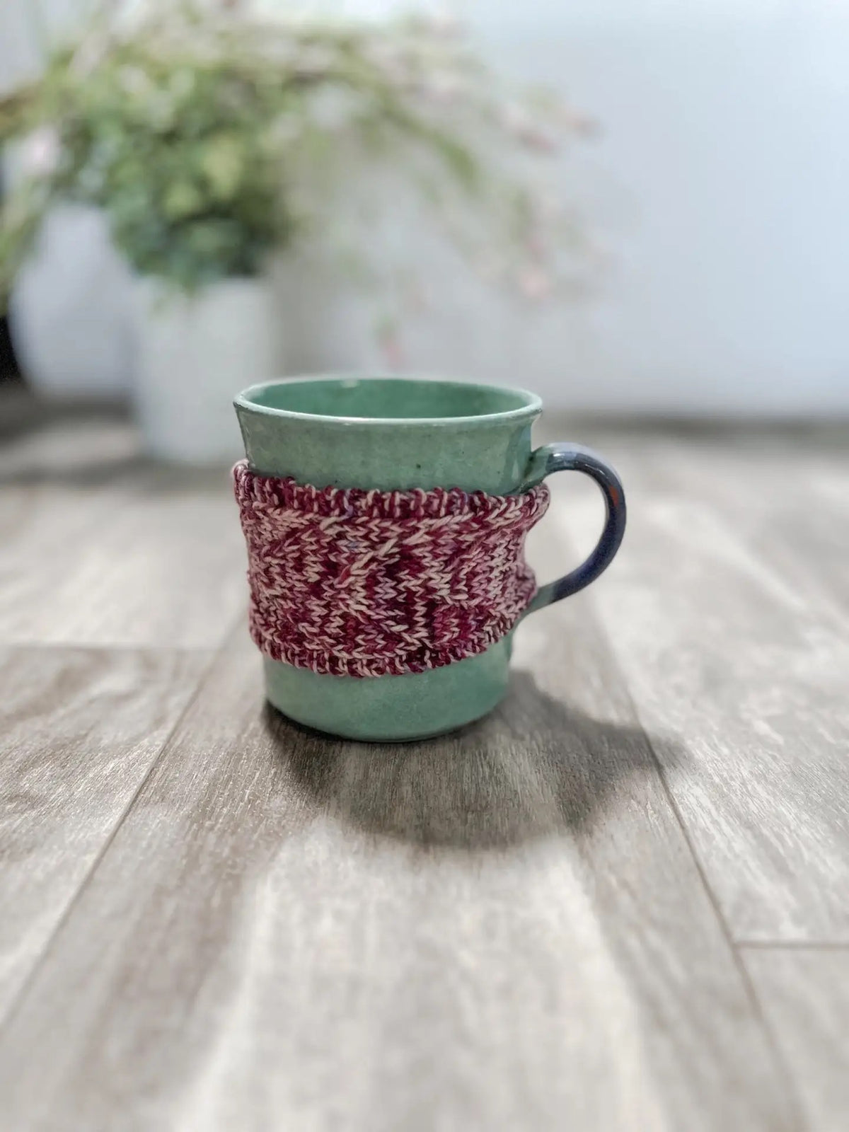 Hand-dyed merino mug cozy