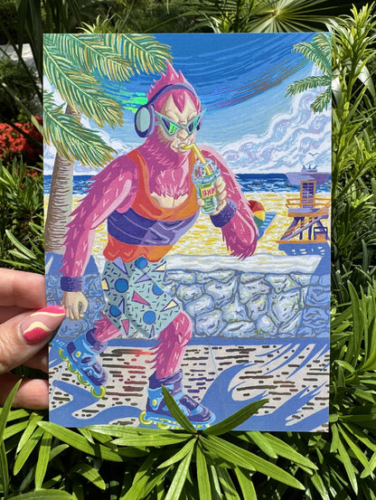 Skunk Ape Rollerblading Print