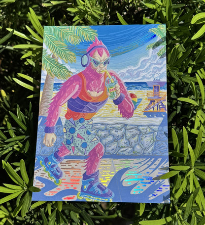 Skunk Ape Rollerblading Print