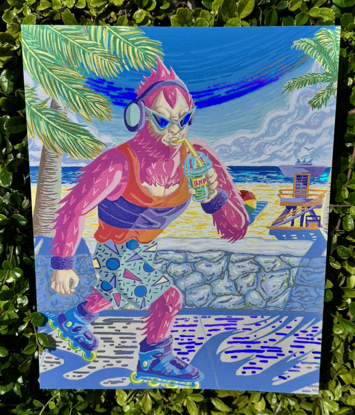 Skunk Ape Rollerblading Print