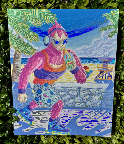 Skunk Ape Rollerblading Print