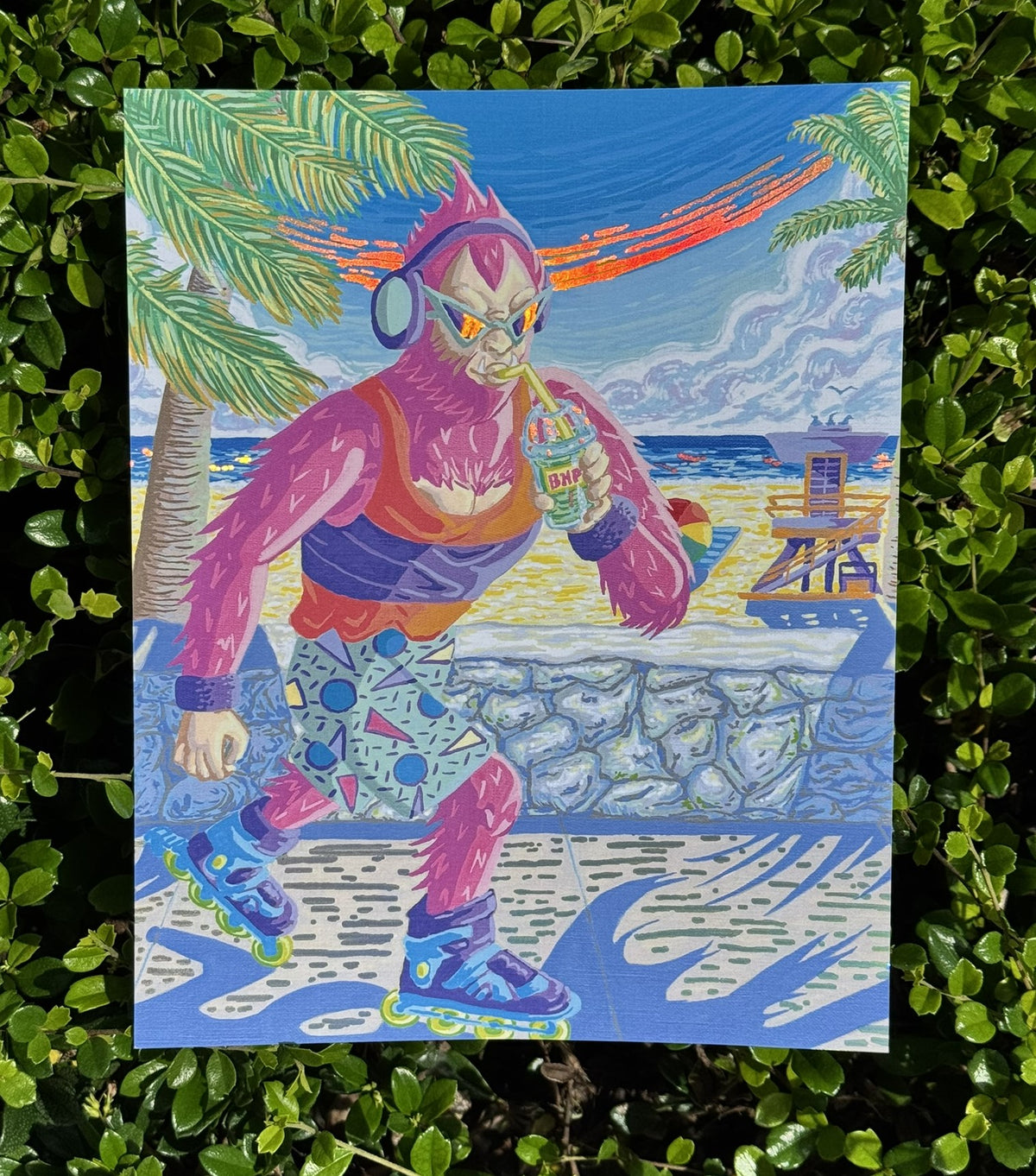 Skunk Ape Rollerblading Print