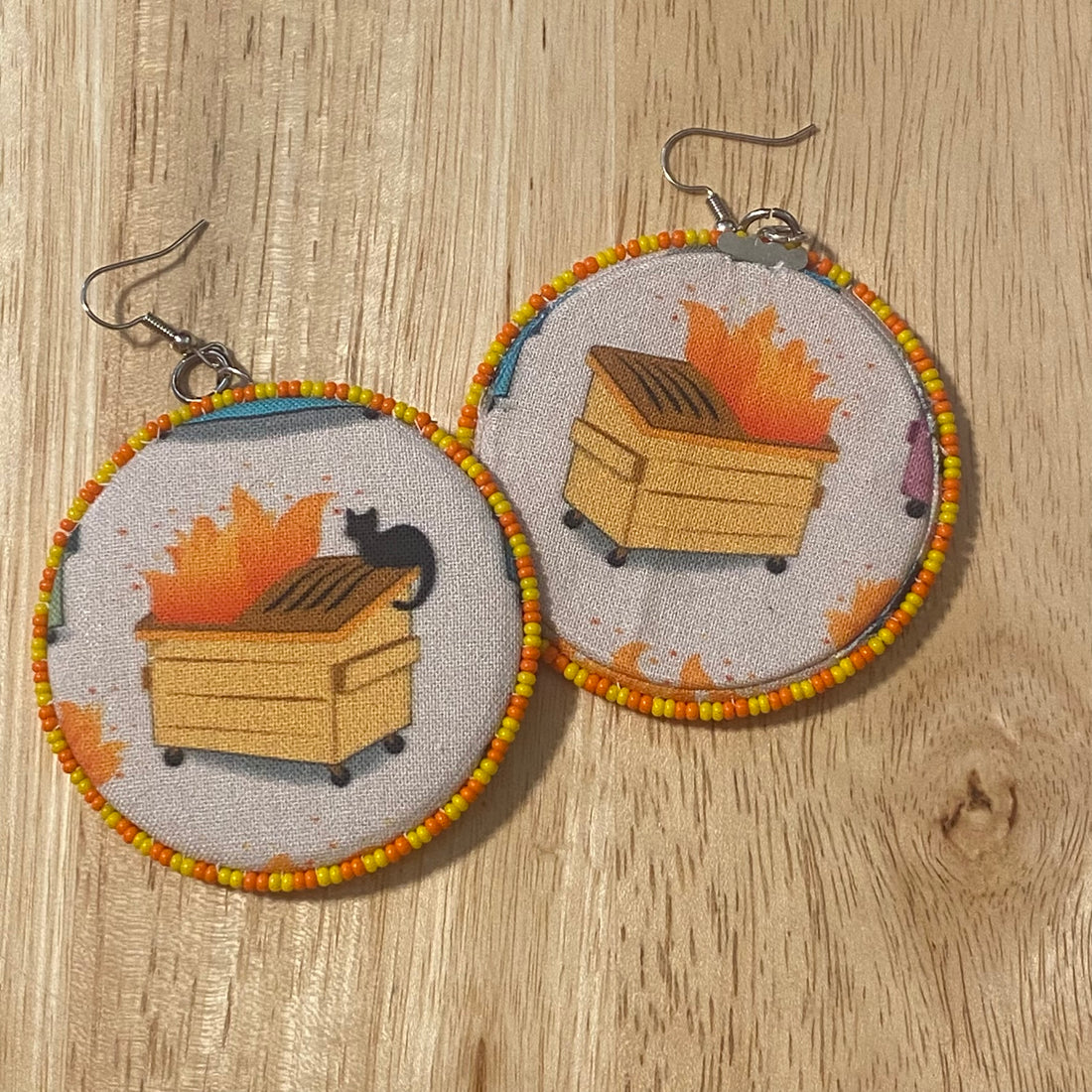 Dumpster Fire Earrings - yellow