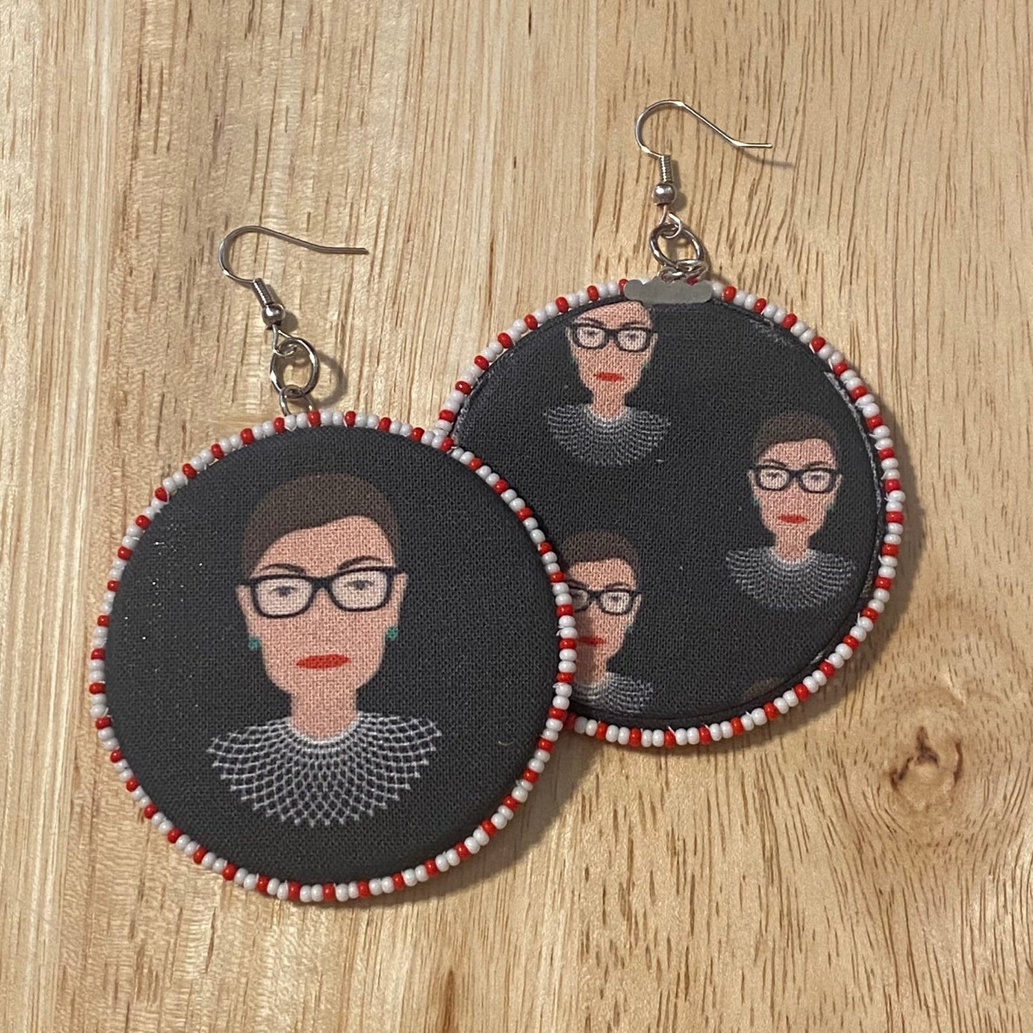 RBG Earrings red and white beads