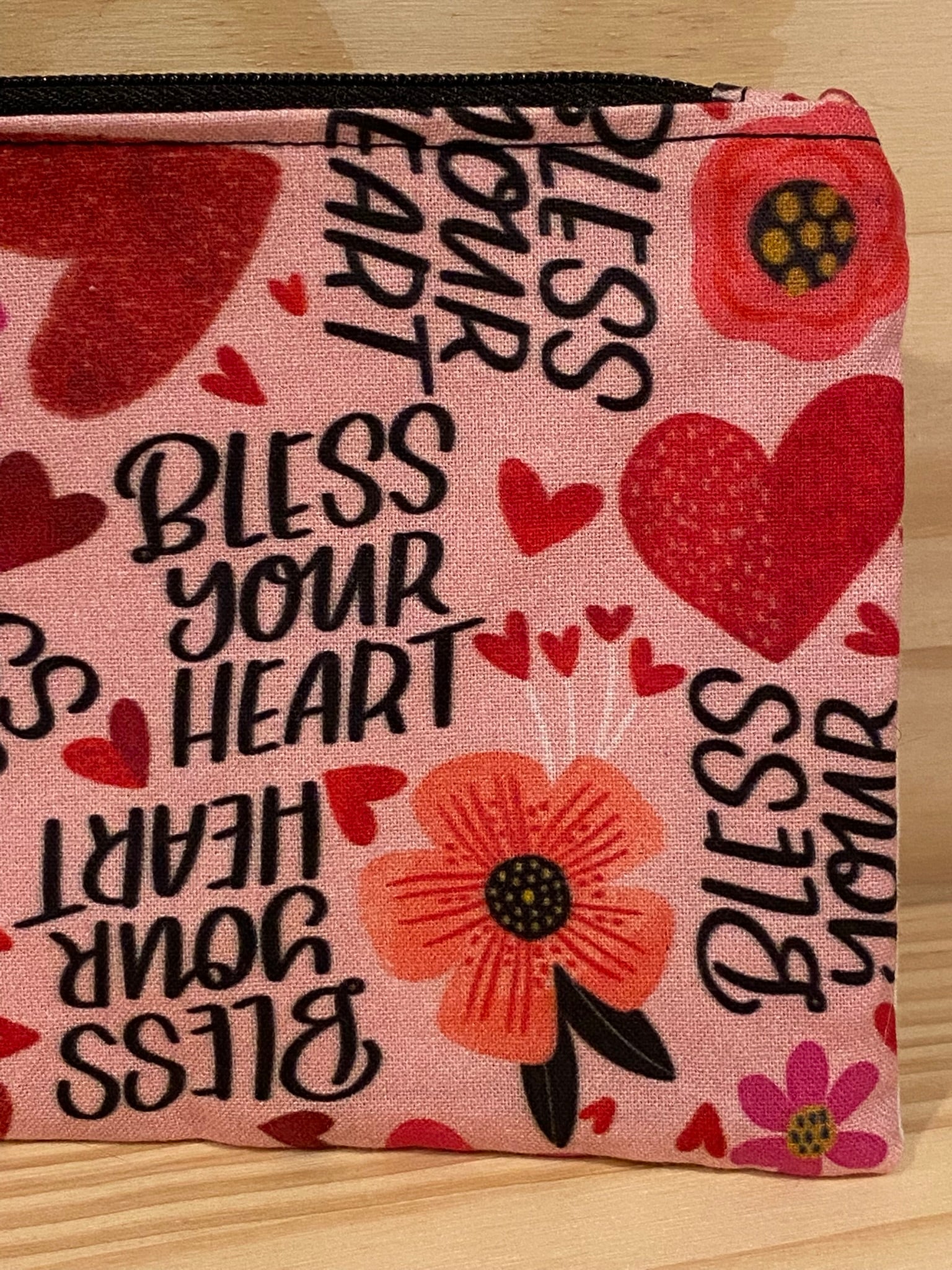 Bless Your Heart Pencil Pouch - Flat