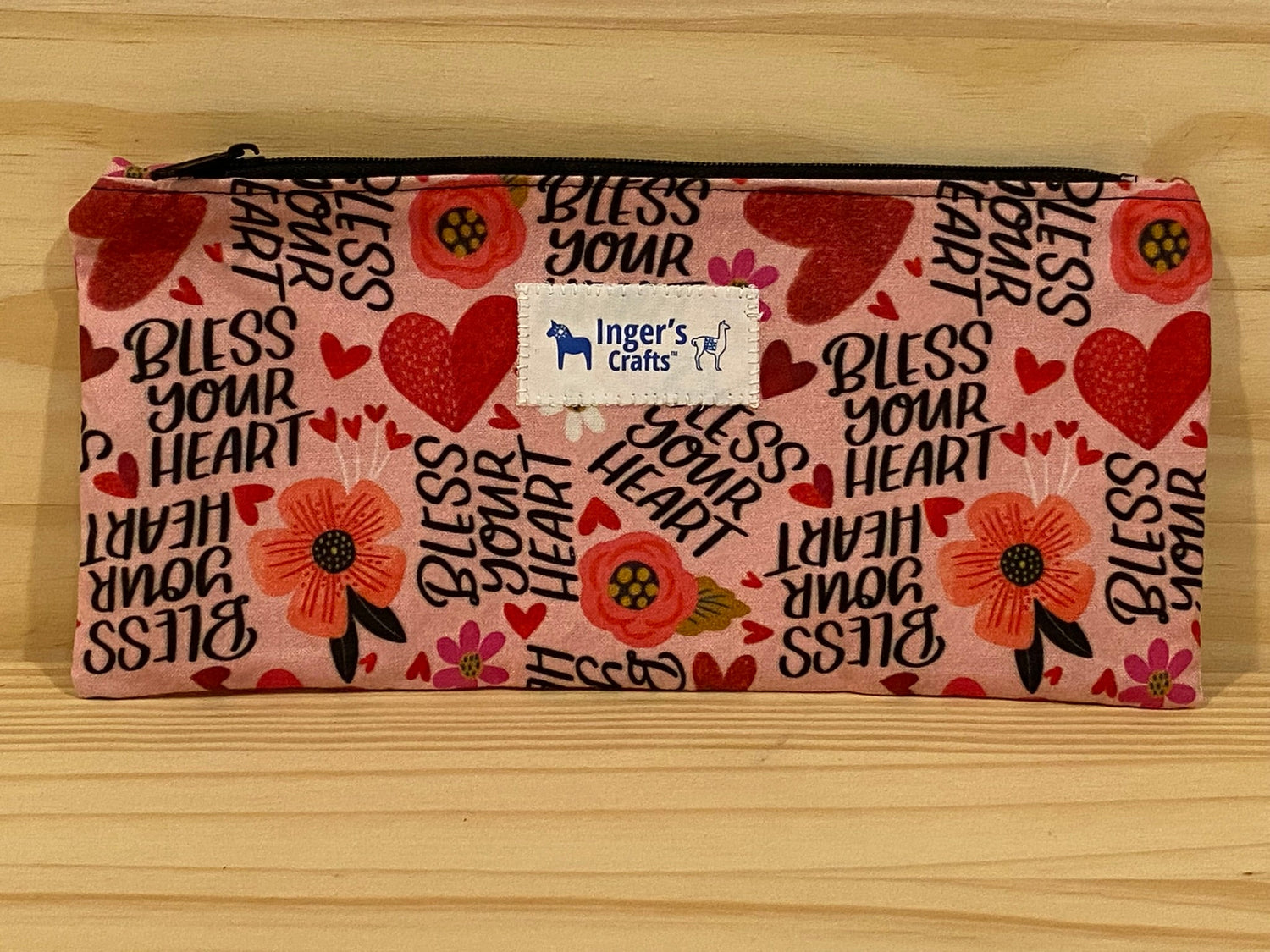 Bless Your Heart Pencil Pouch - Flat