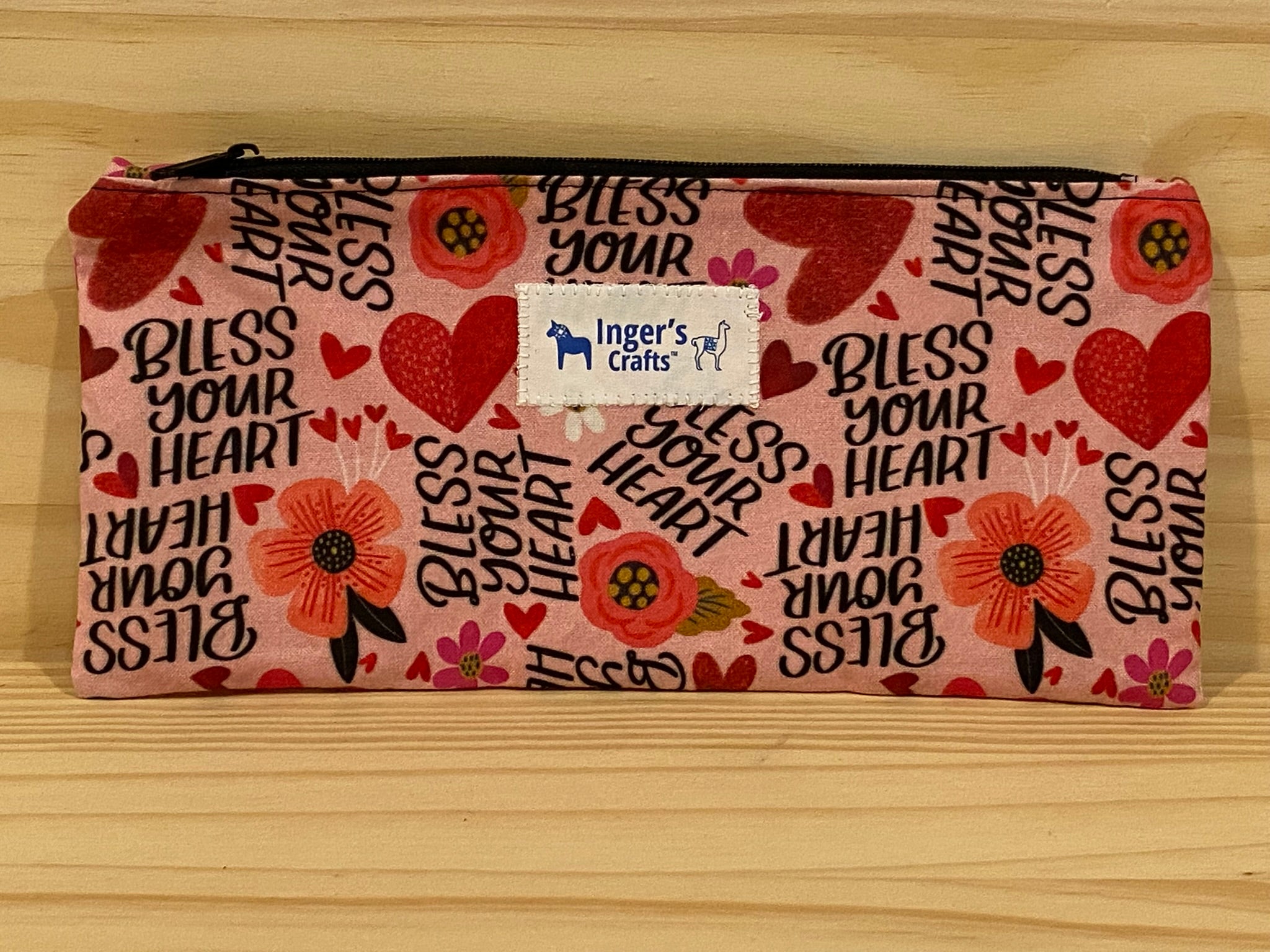 Bless Your Heart Pencil Pouch - Flat