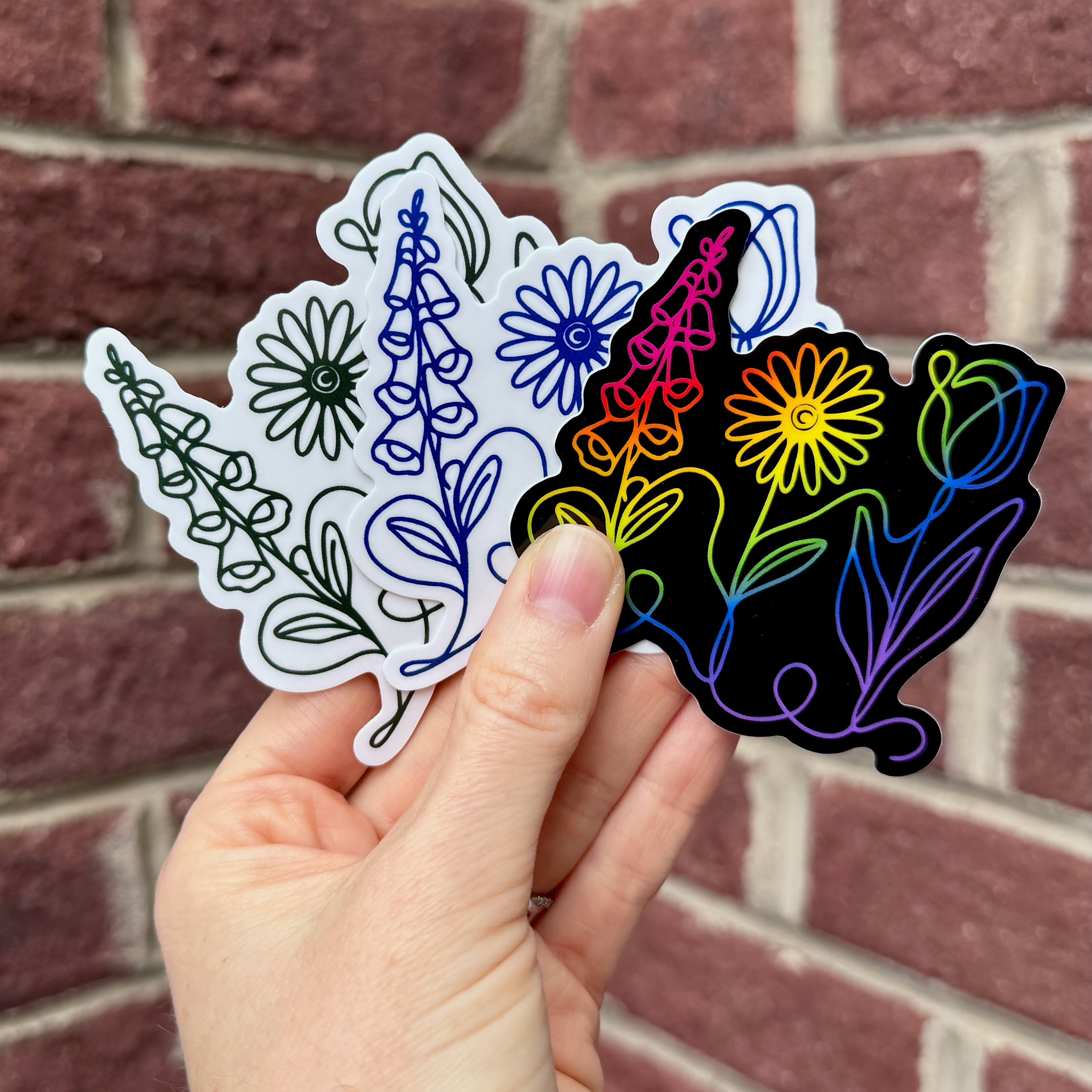 Foxglove Daisy Tulip 3" Glossy Sticker | Indoor Outdoor Decal, Subtle FDT Flowers