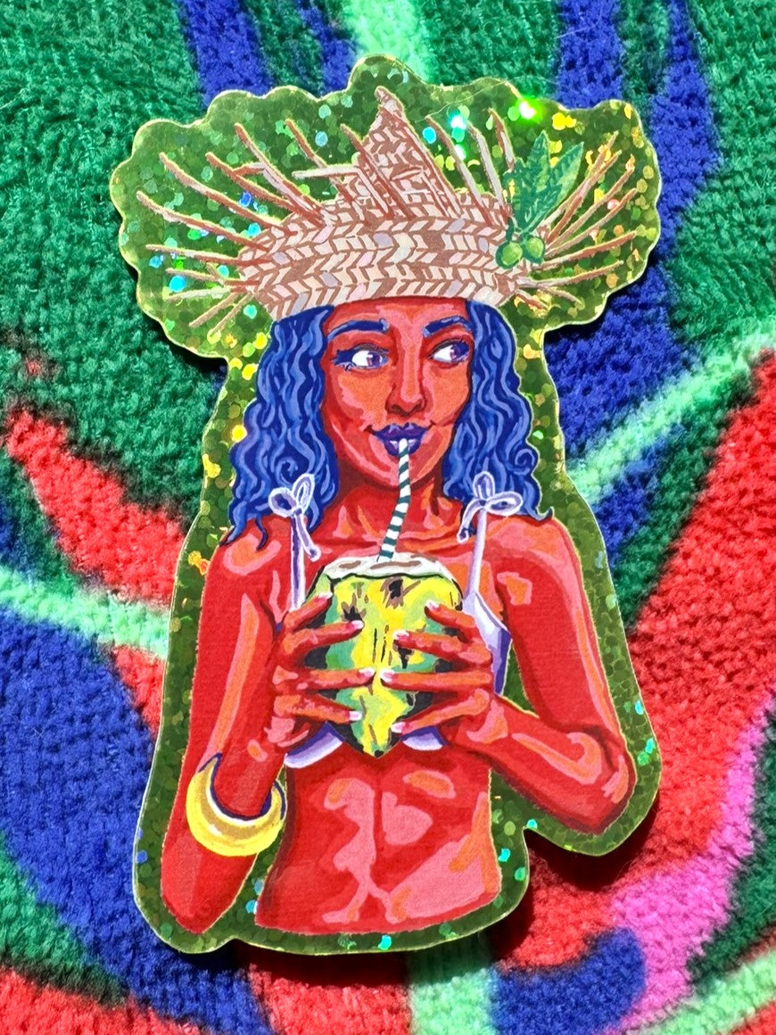 Pool Witch Coral Sticker